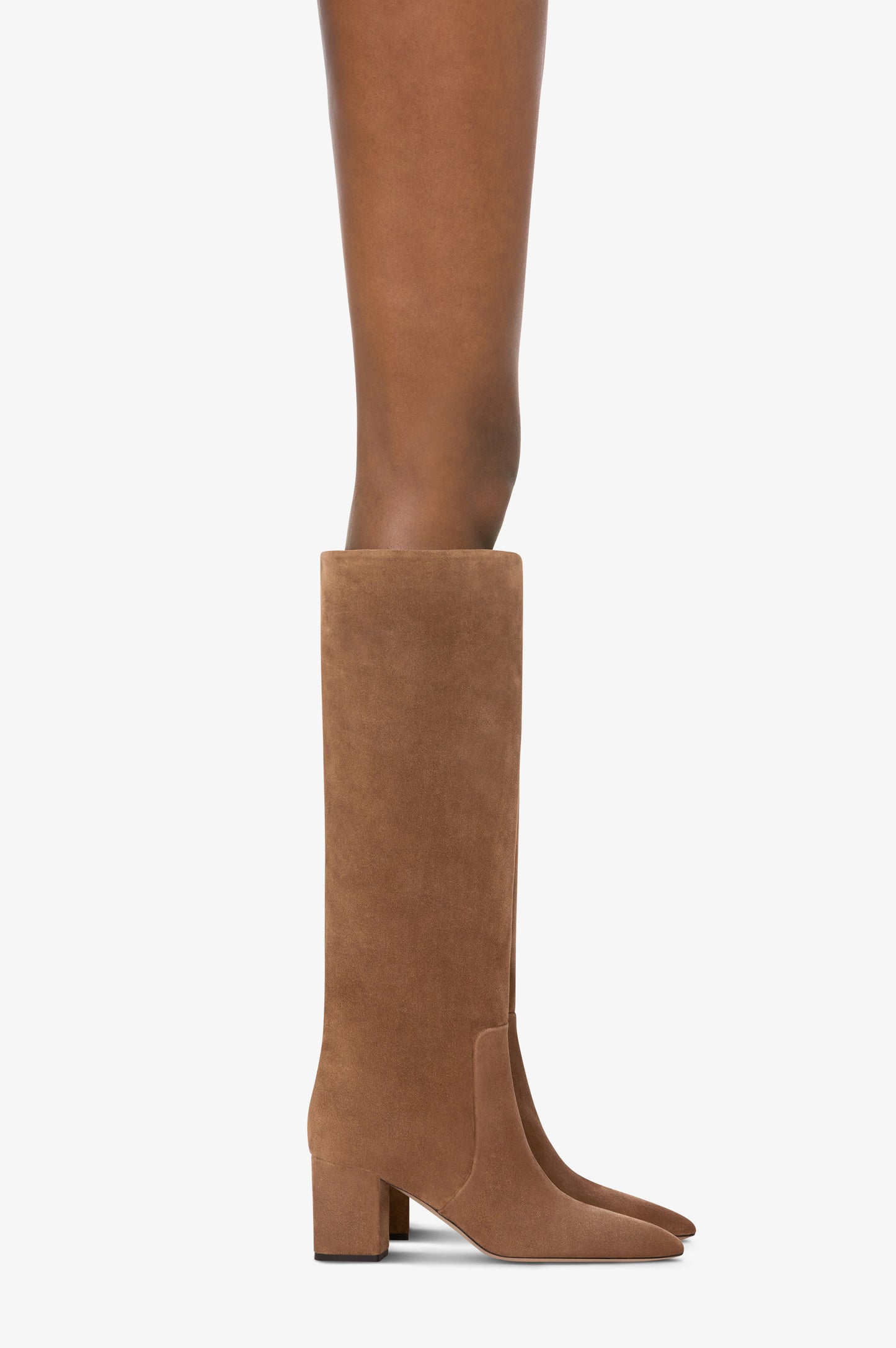 Bottes en cuir suede de veau couleur marron