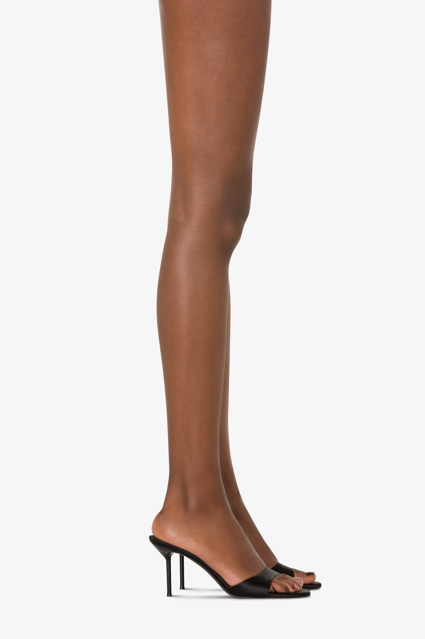 Mules in black satin.