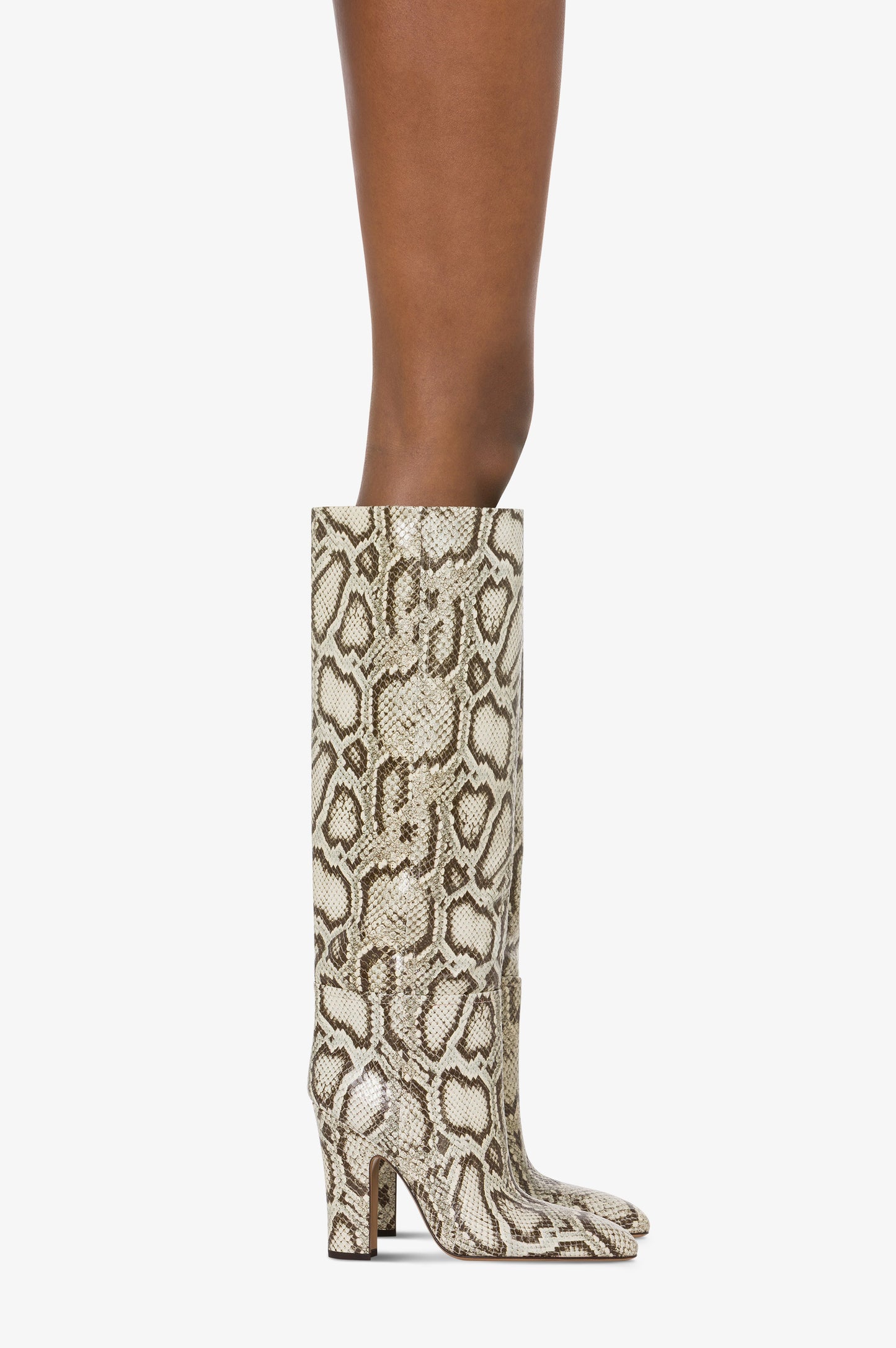 Bottes en cuir python imprime naturel