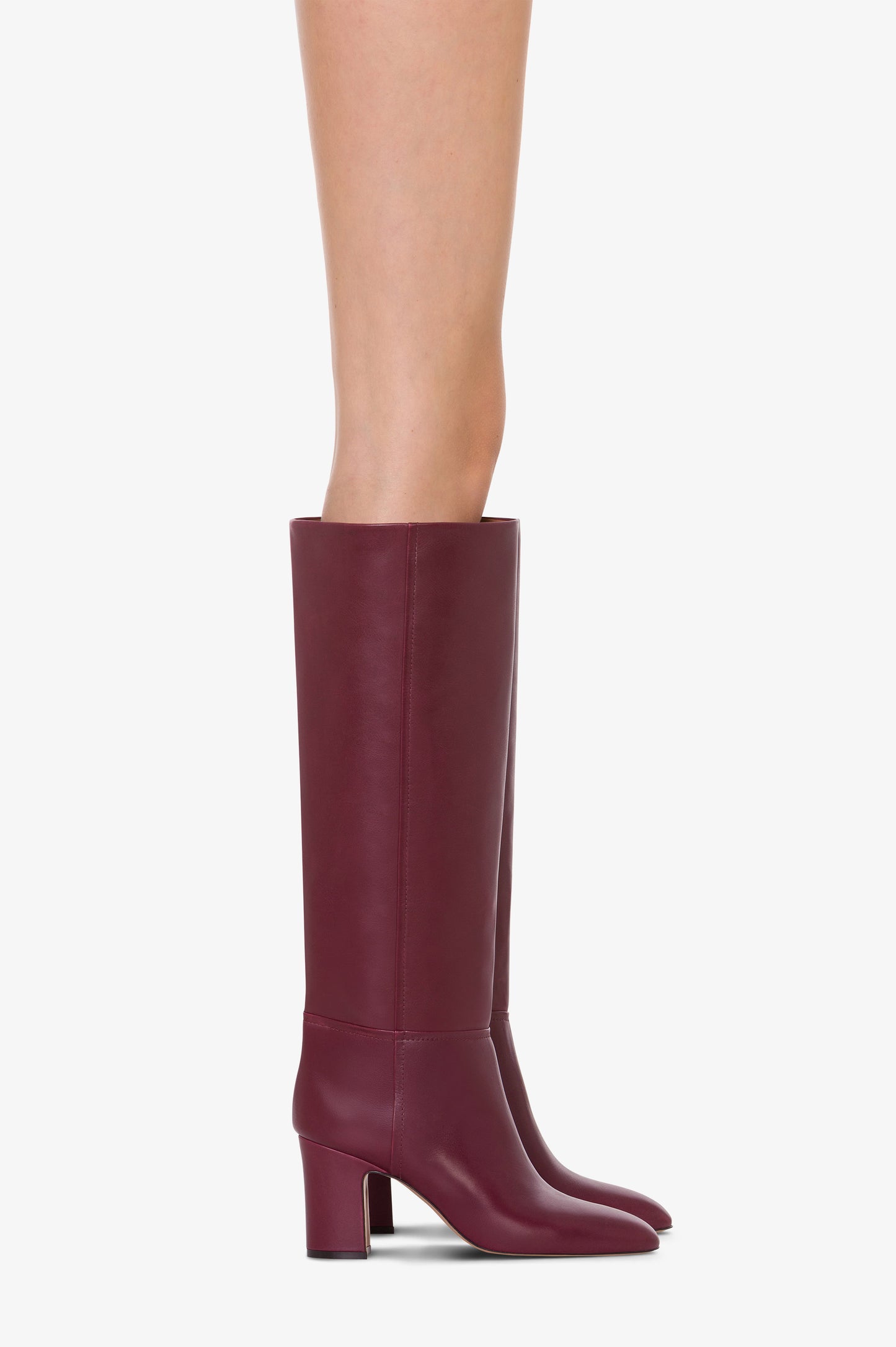 Bottes en cuir de veau rouge sombre