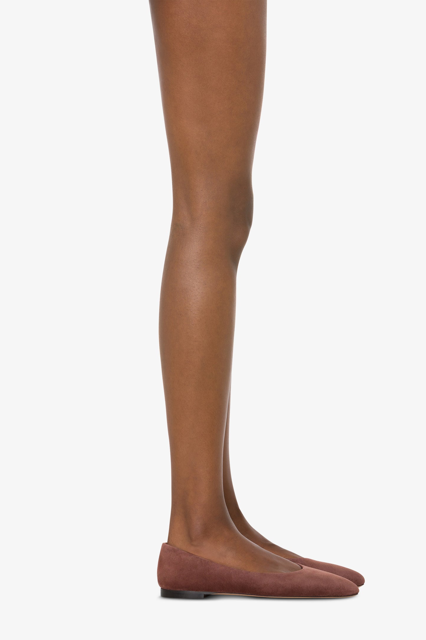 Ballerines en cuir suede acajou