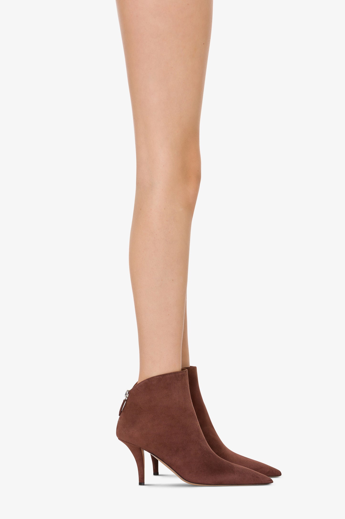 Bottines en cuir suede acajou