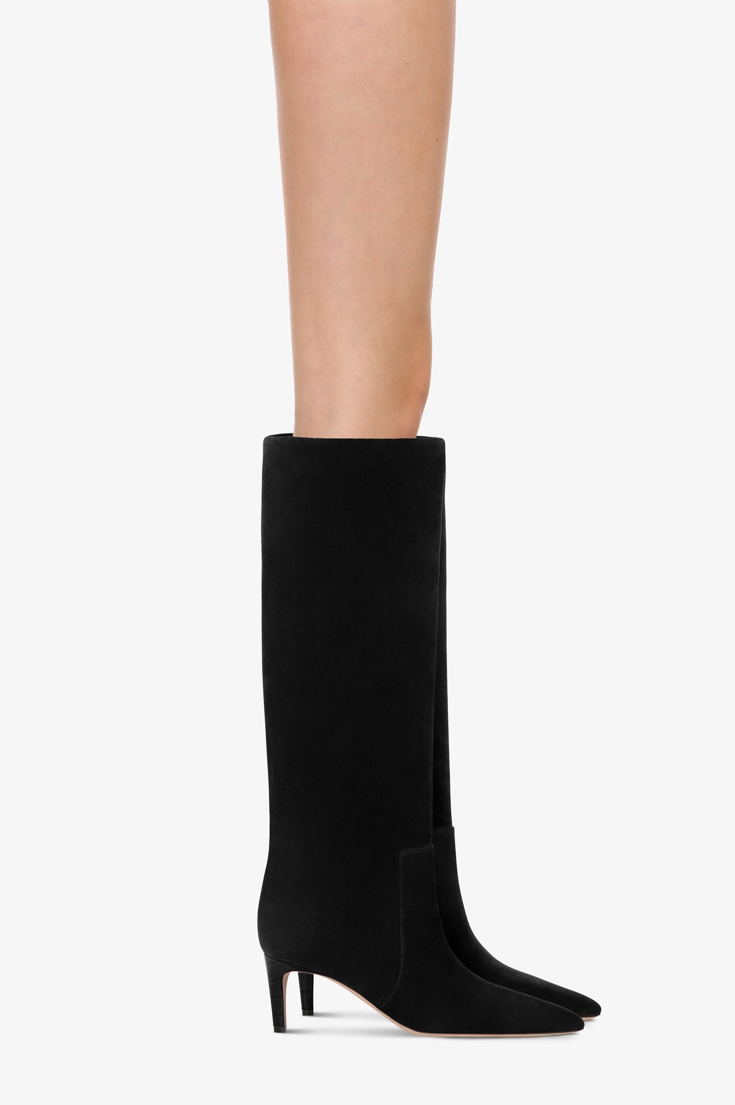 Boots in black calf suede leather