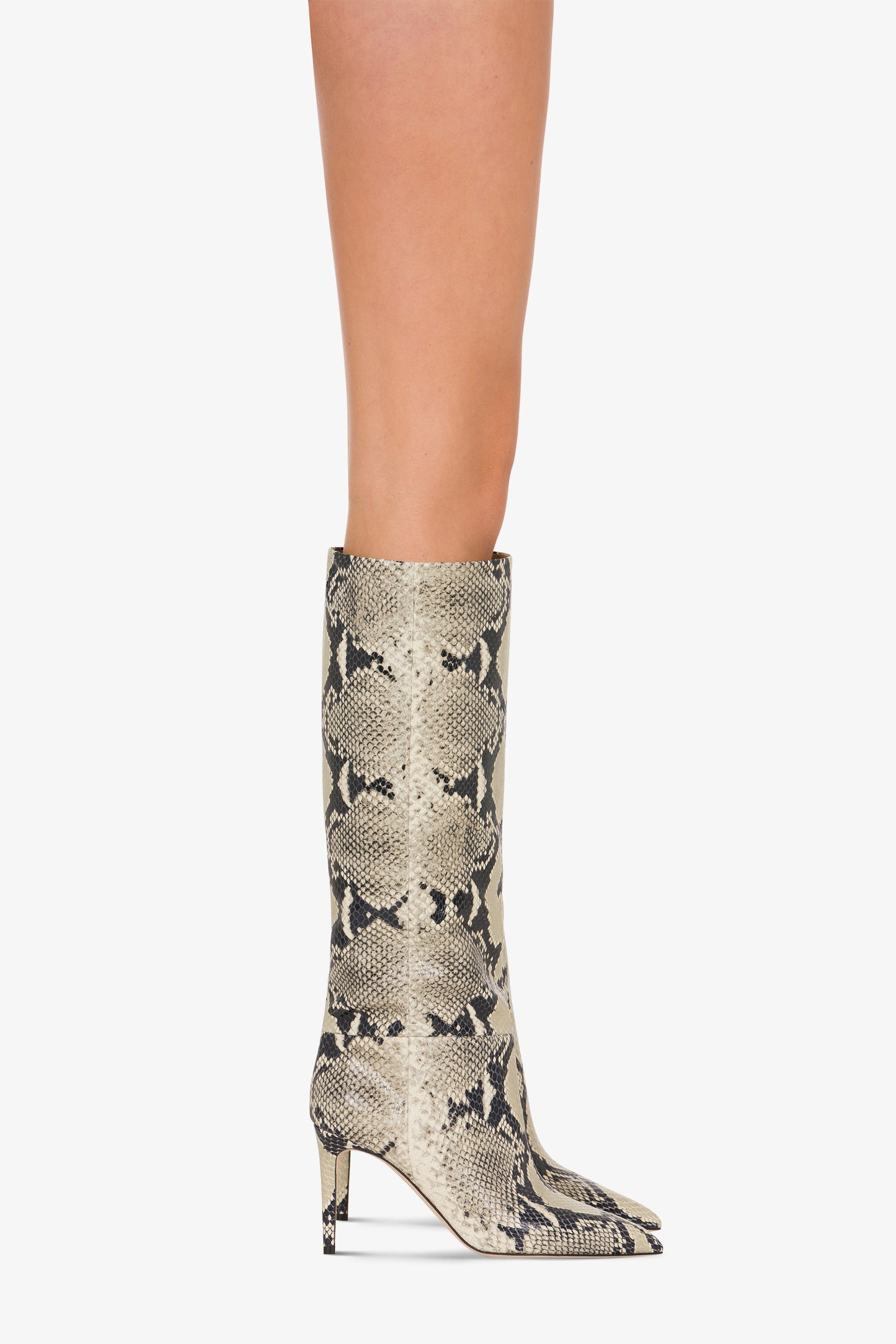 Stiefel aus naturlichem Leder mit Python-Print