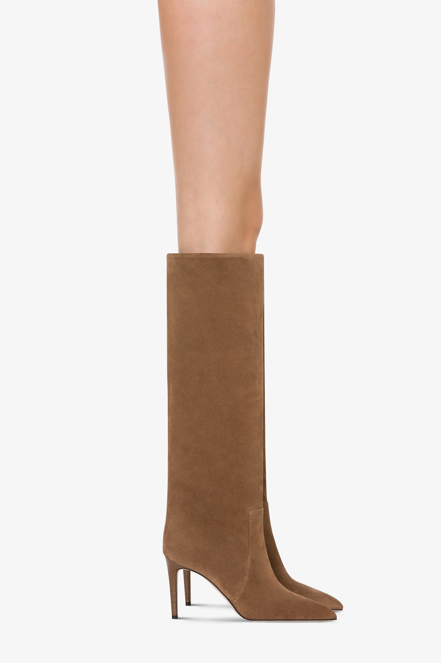 Boots in brown calf suede leather