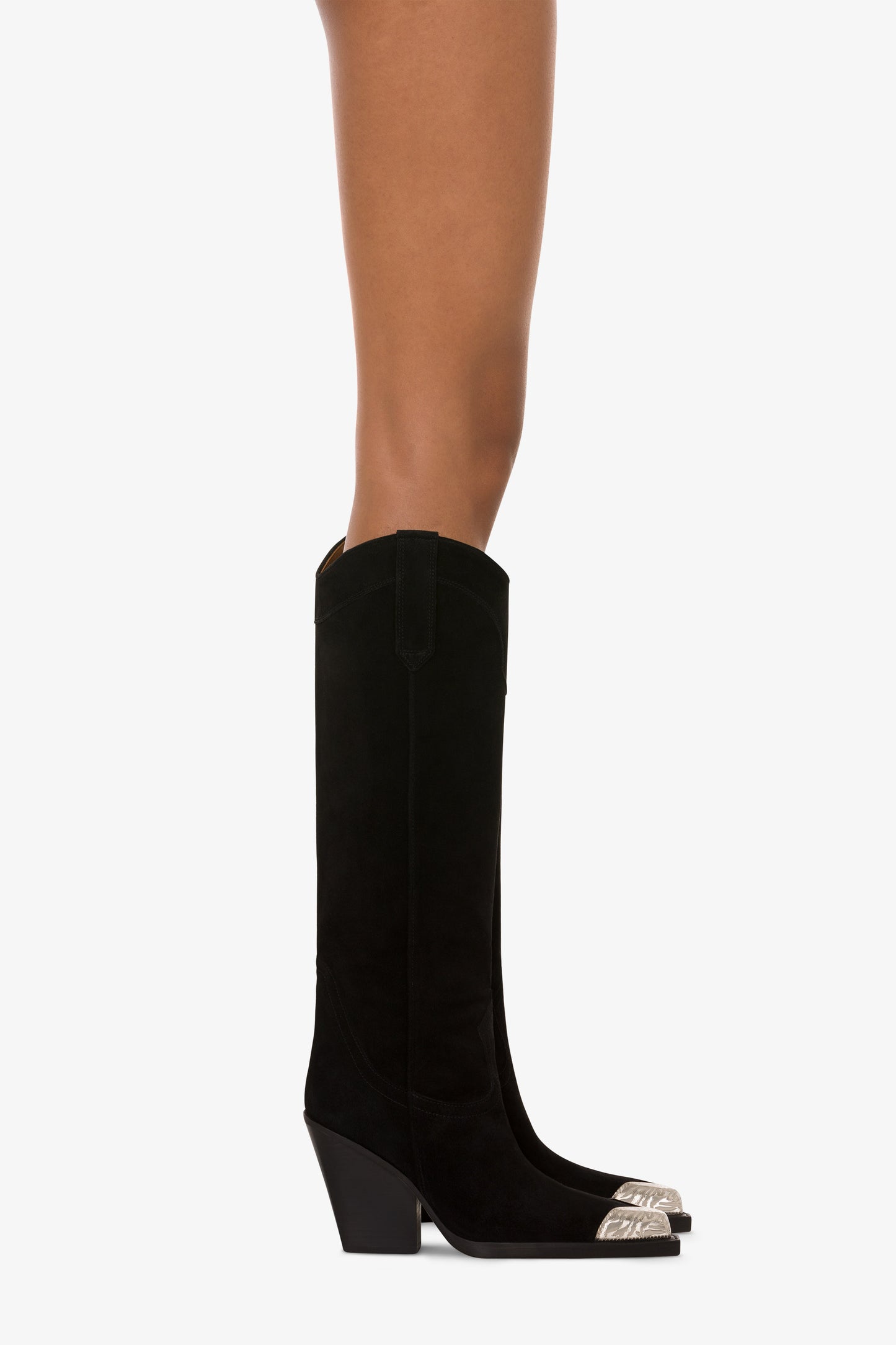 Black suede Texan boot