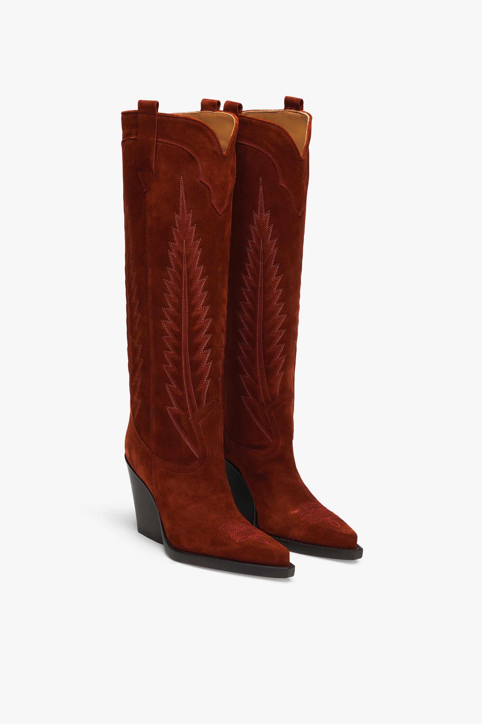 Rust suede embroidered Texan boot