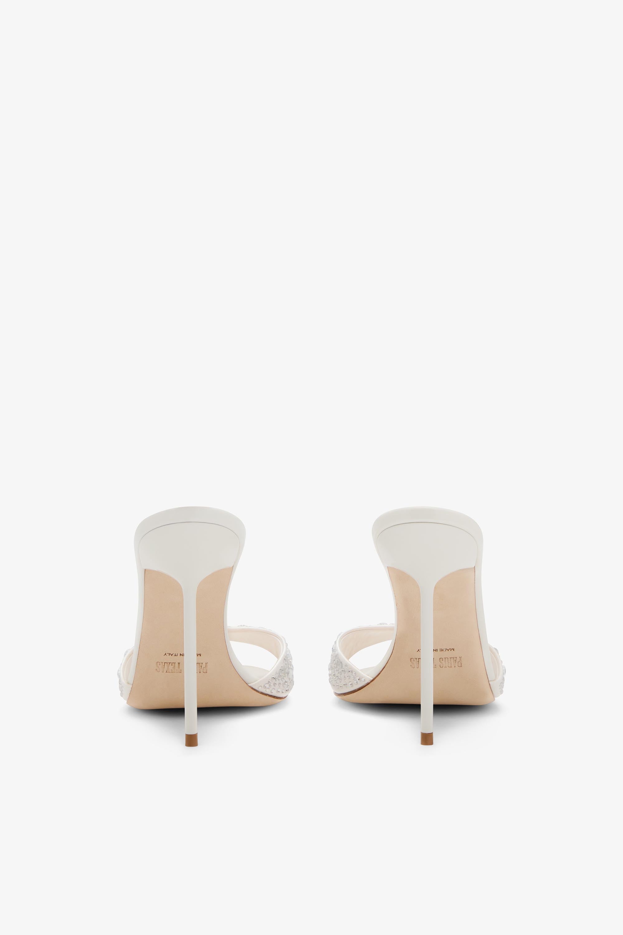 White diamond crystal-embellished suede mules - Paris Texas