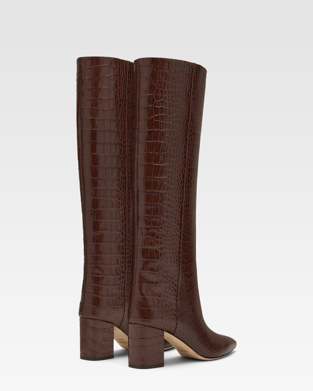 Bottes `a talon 70 en cuir effet croco marron chocolat