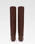 Bottes `a talon 70 en cuir effet croco marron chocolat