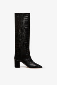 Carbon embossed leather boot