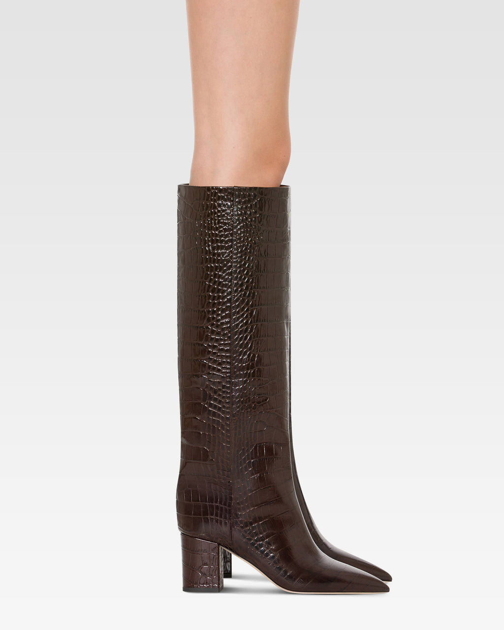 Bottes en cuir croco noir