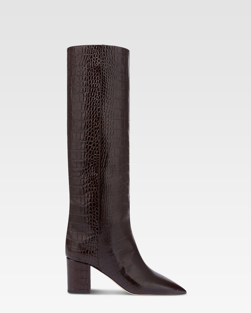 Bottes en cuir croco noir