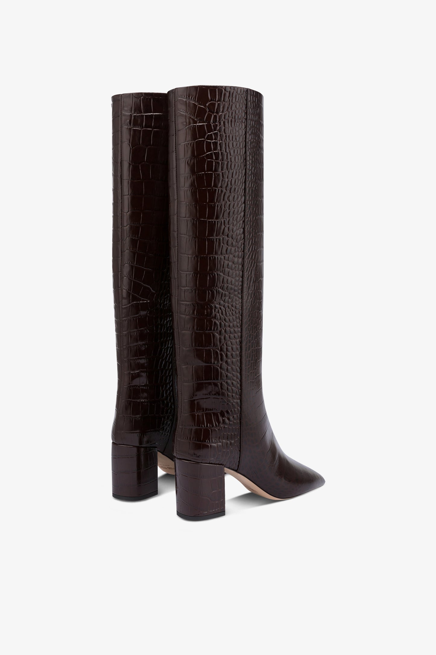 Stivali in pelle stampa coccodrillo color ebano
