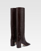 Bottes en cuir croco noir