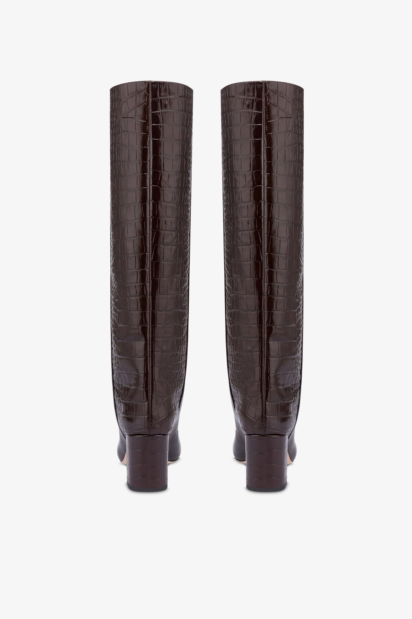 Stivali in pelle stampa coccodrillo color ebano