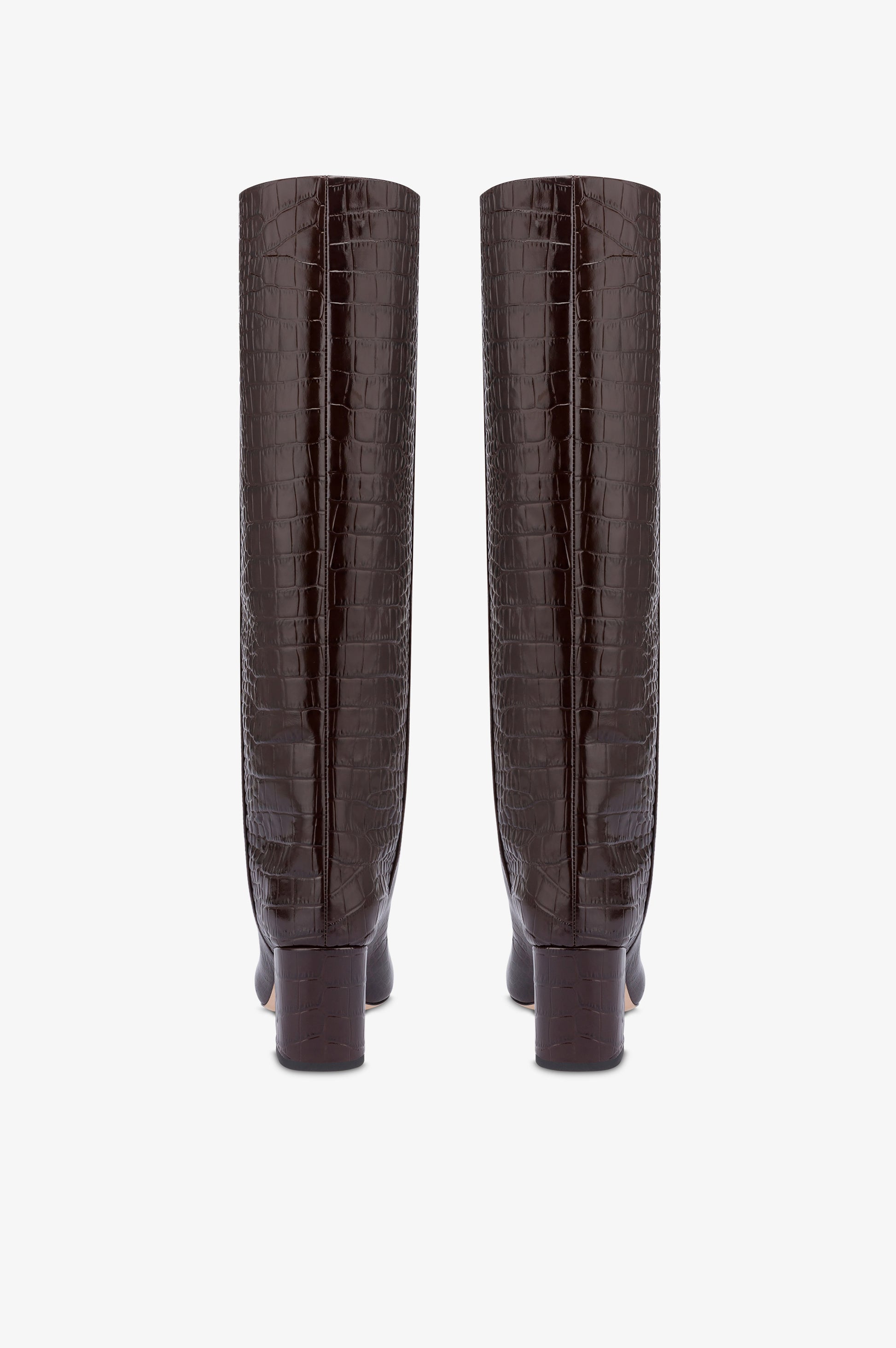 Stivali in pelle stampa coccodrillo color ebano