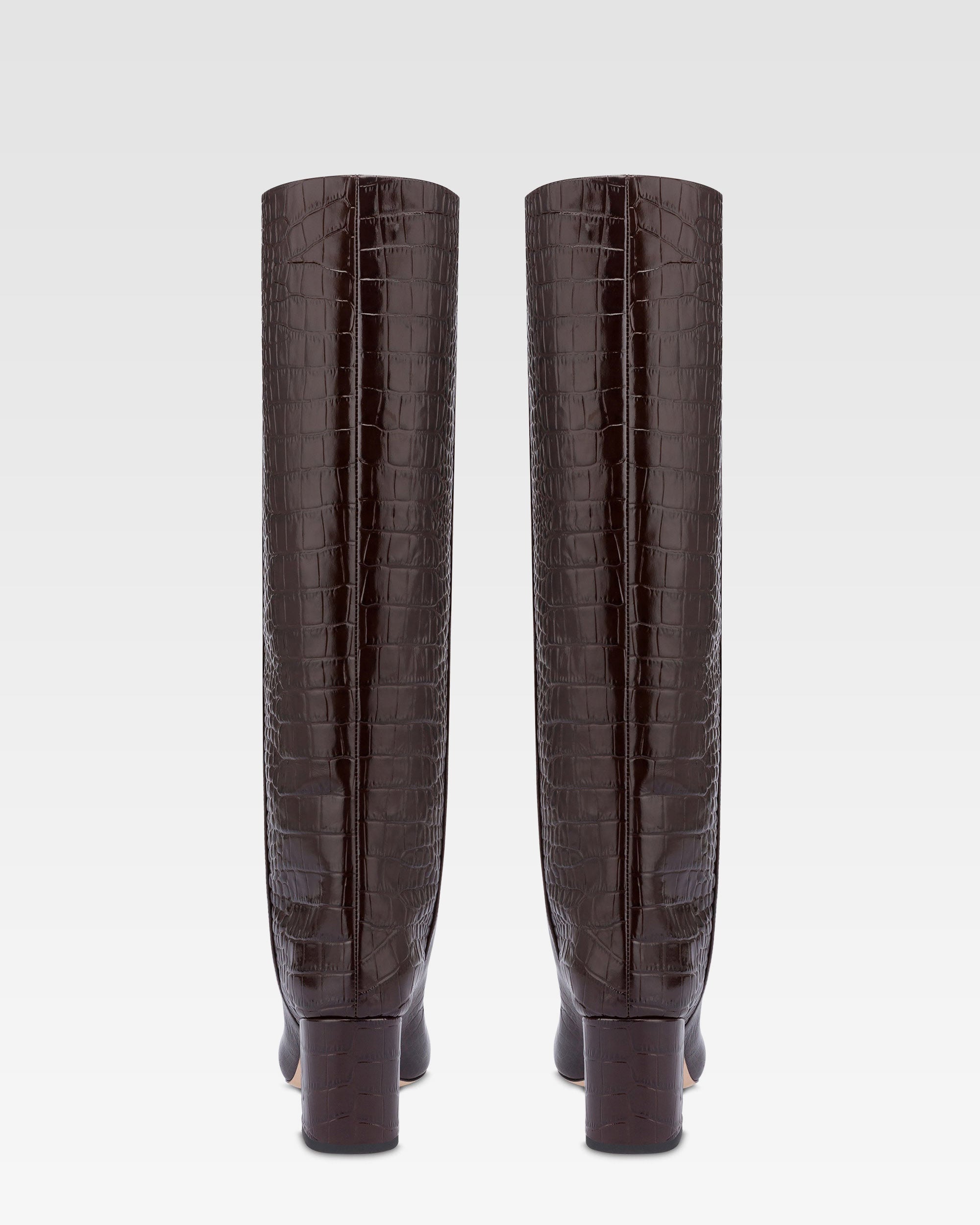 Bottes en cuir croco noir