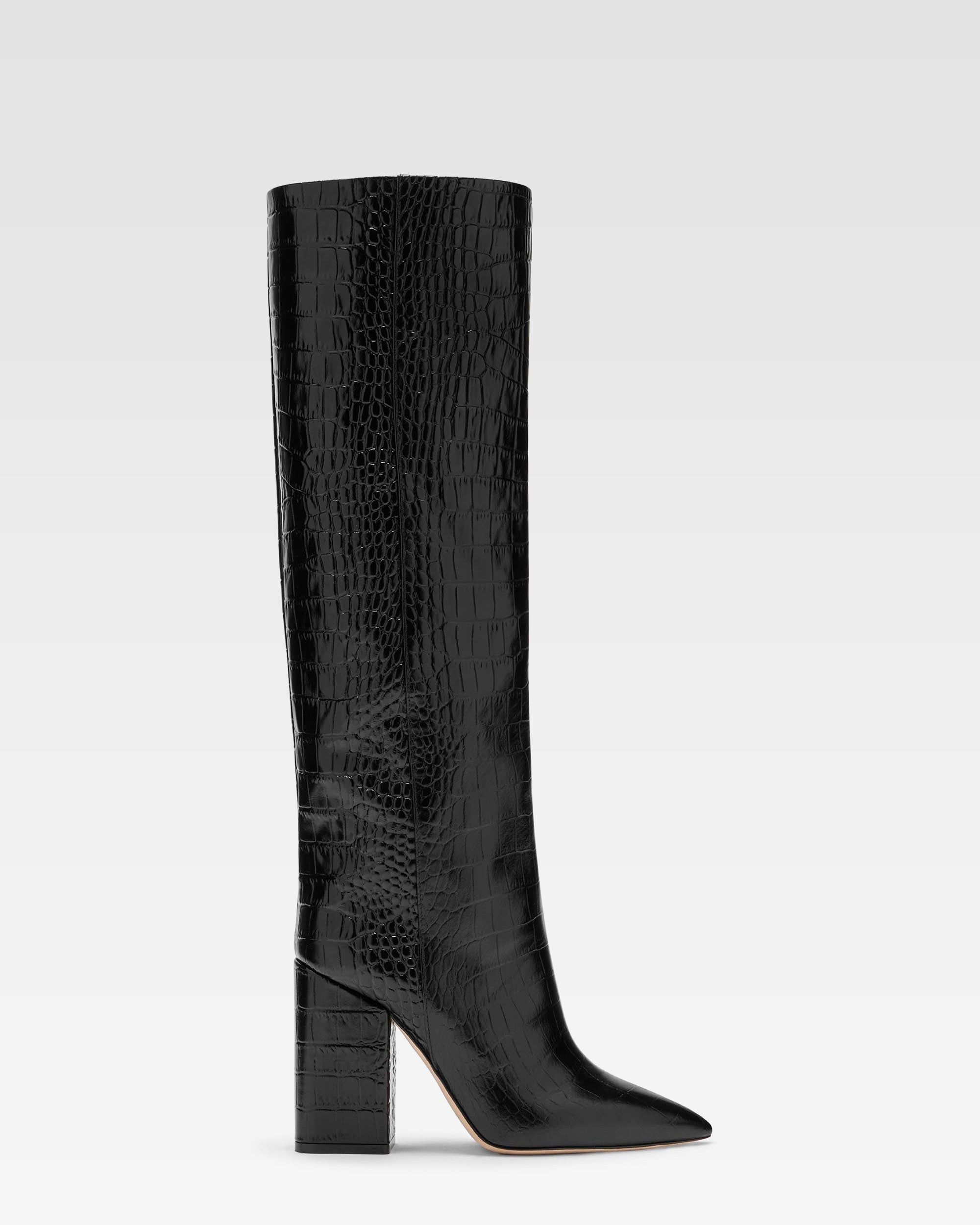 Croc-effect leather boot- Paris Texas