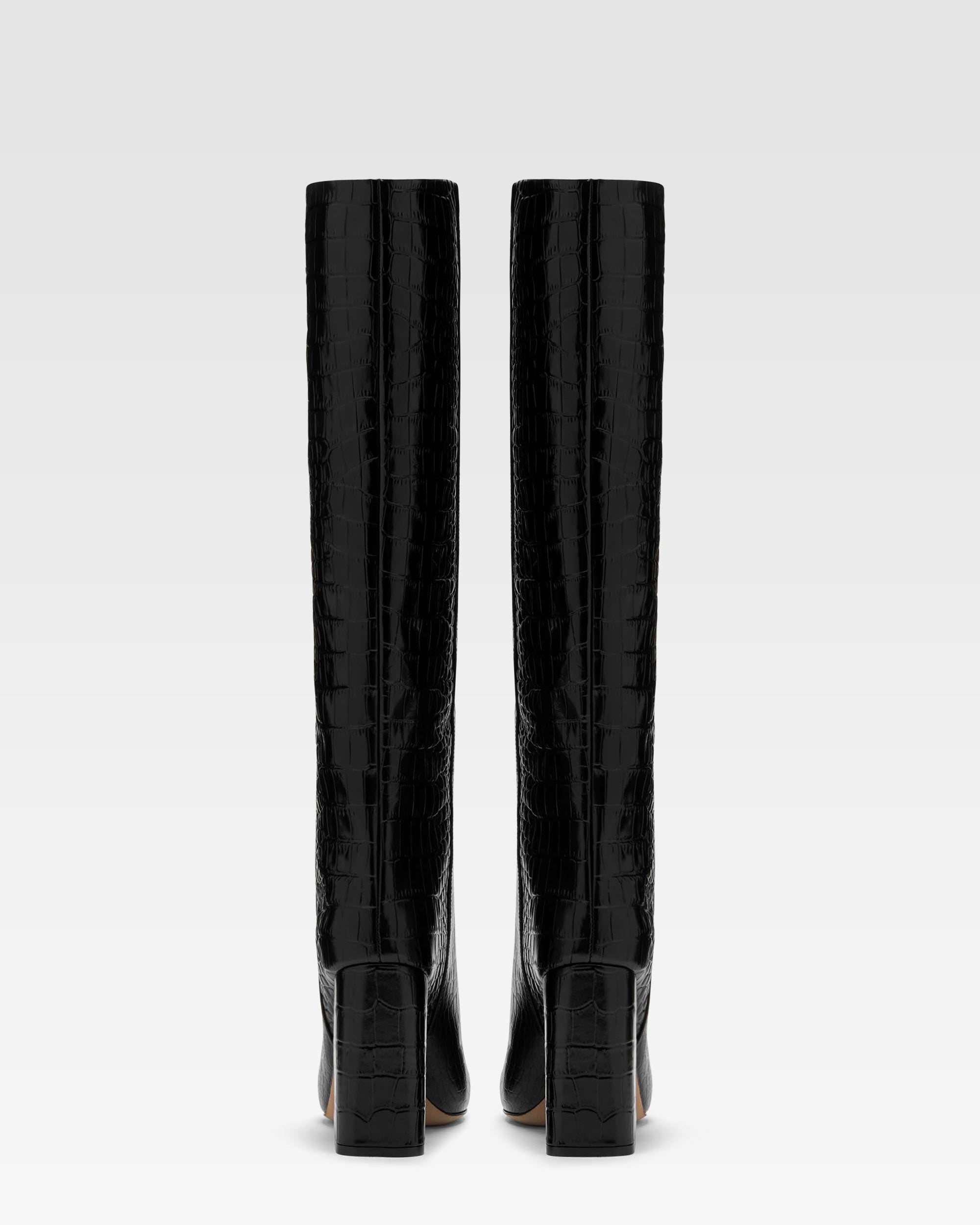 Croc-effect leather boot- Paris Texas