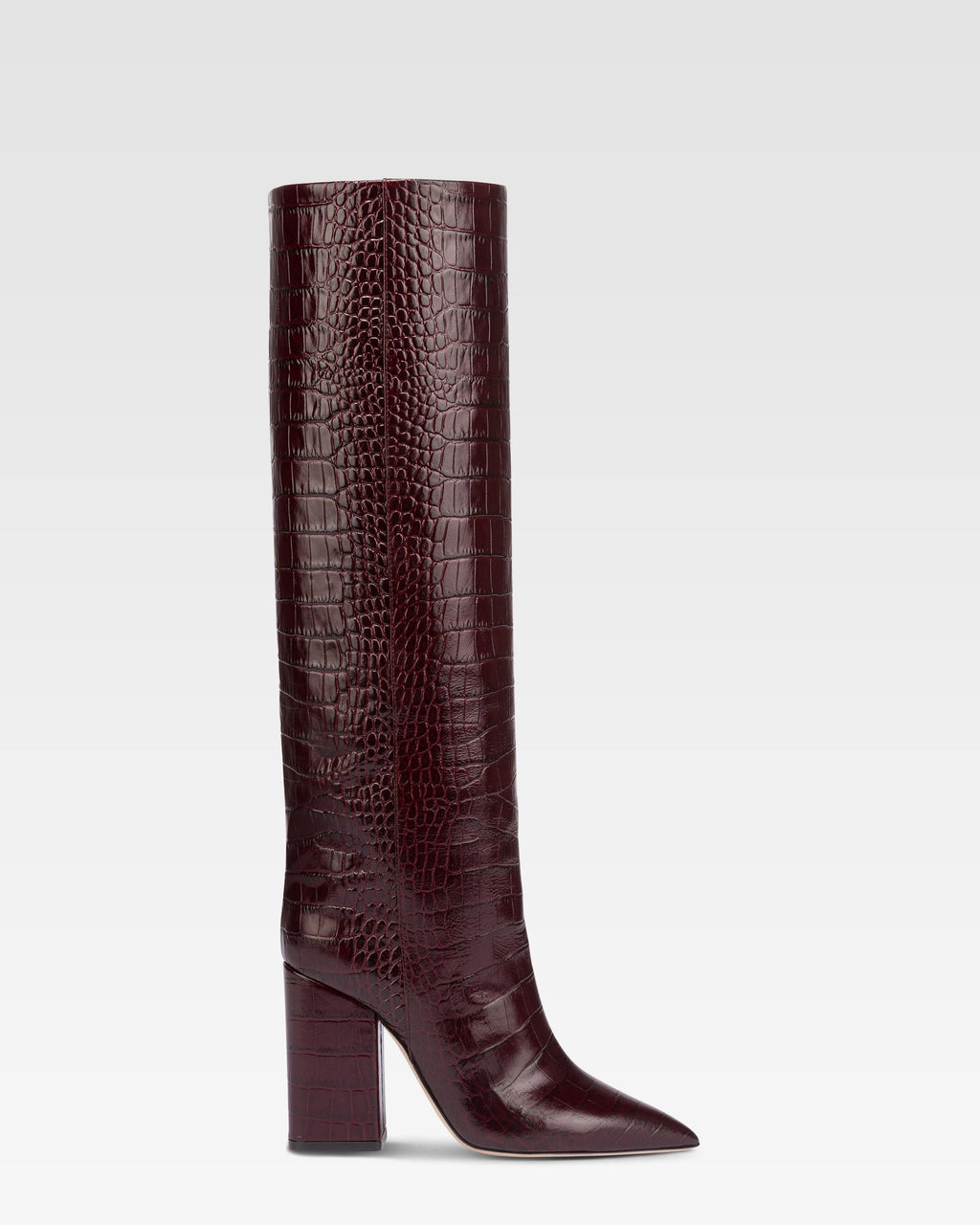 Botas hasta la rodilla de piel suave con efecto cocodrilo rouge noir