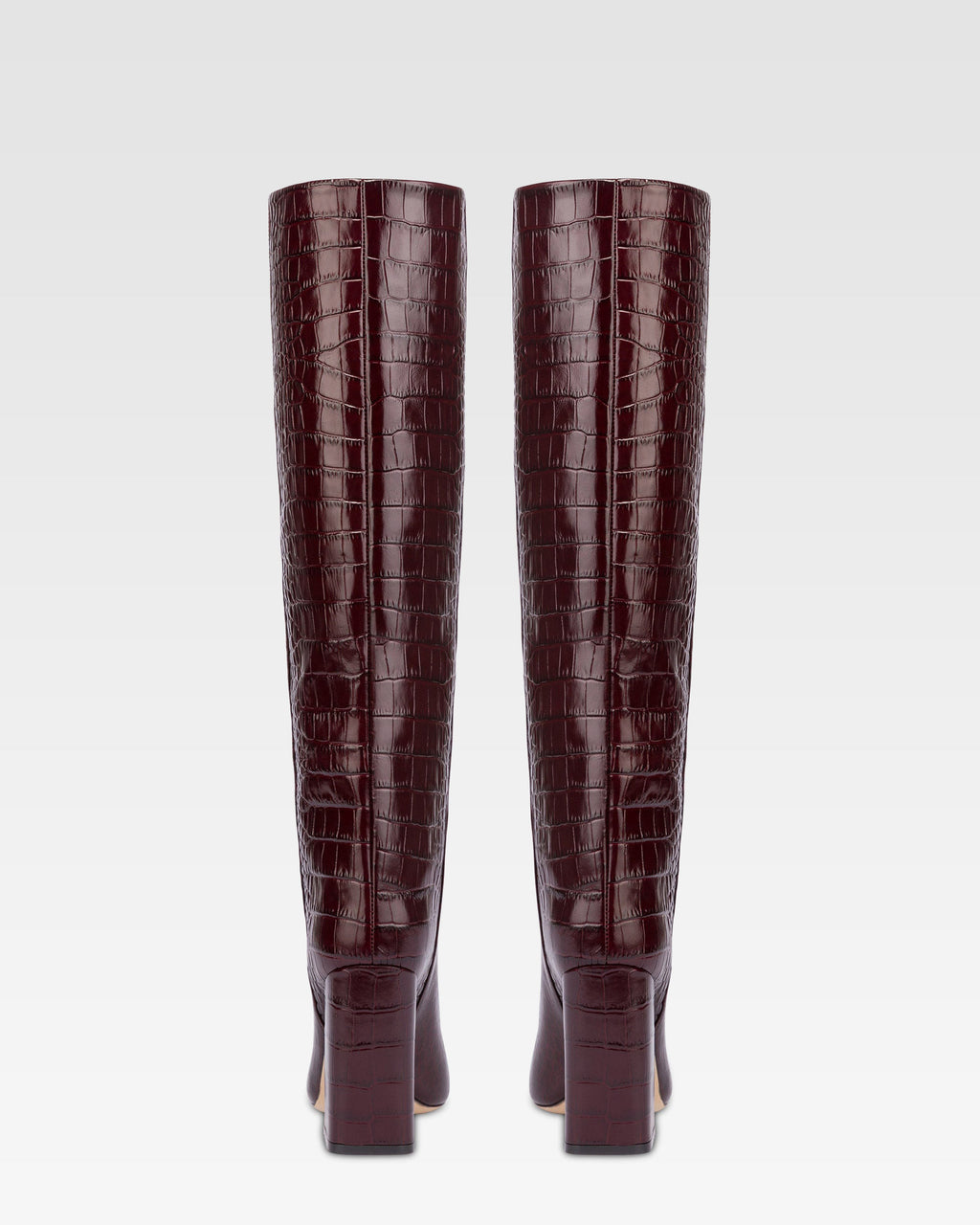 Botas hasta la rodilla de piel suave con efecto cocodrilo rouge noir