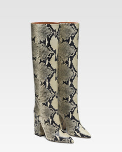 Boots in grey printed python