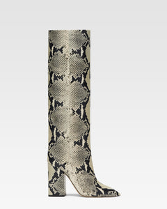 Bottes en cuir imprim'e effet python