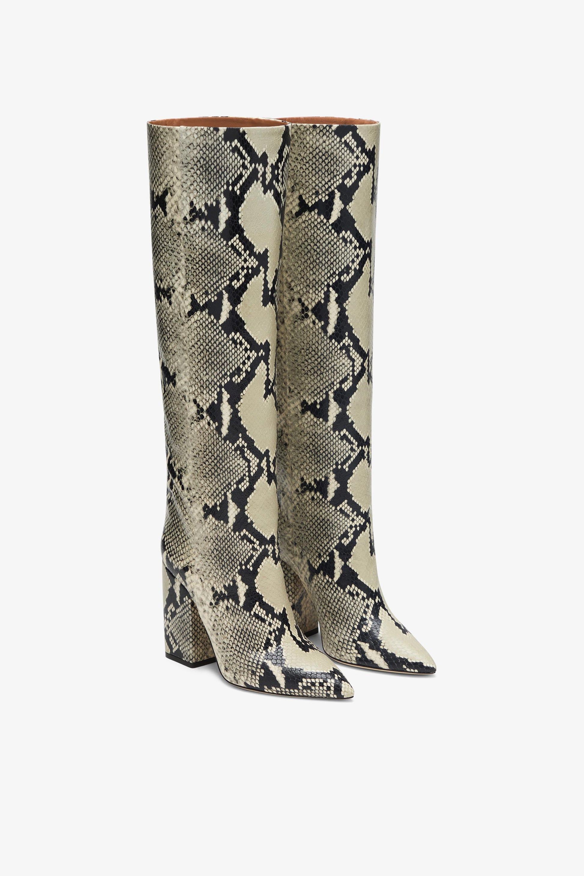 Printed phyton leather boots