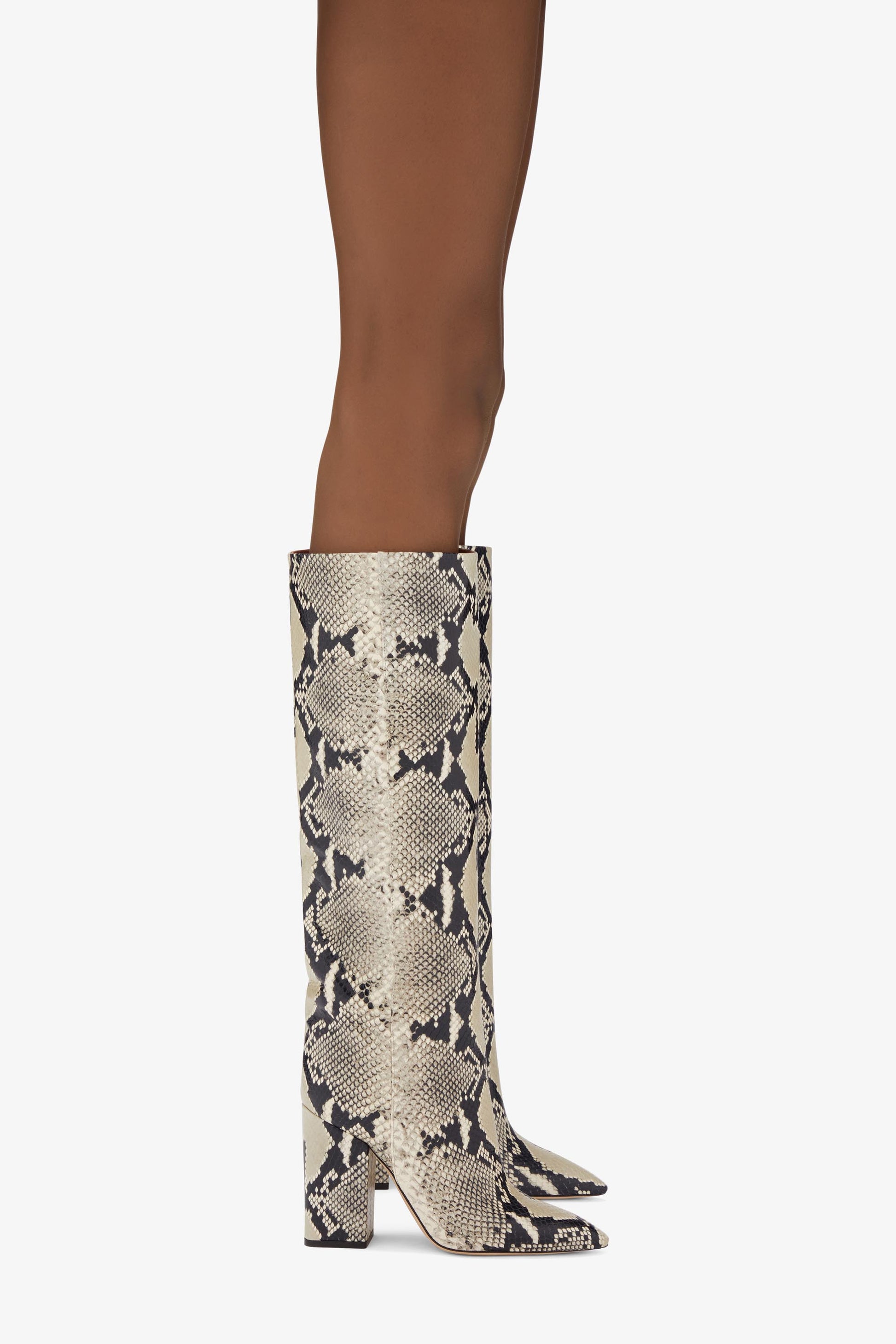 Printed phyton leather boots - Product worn