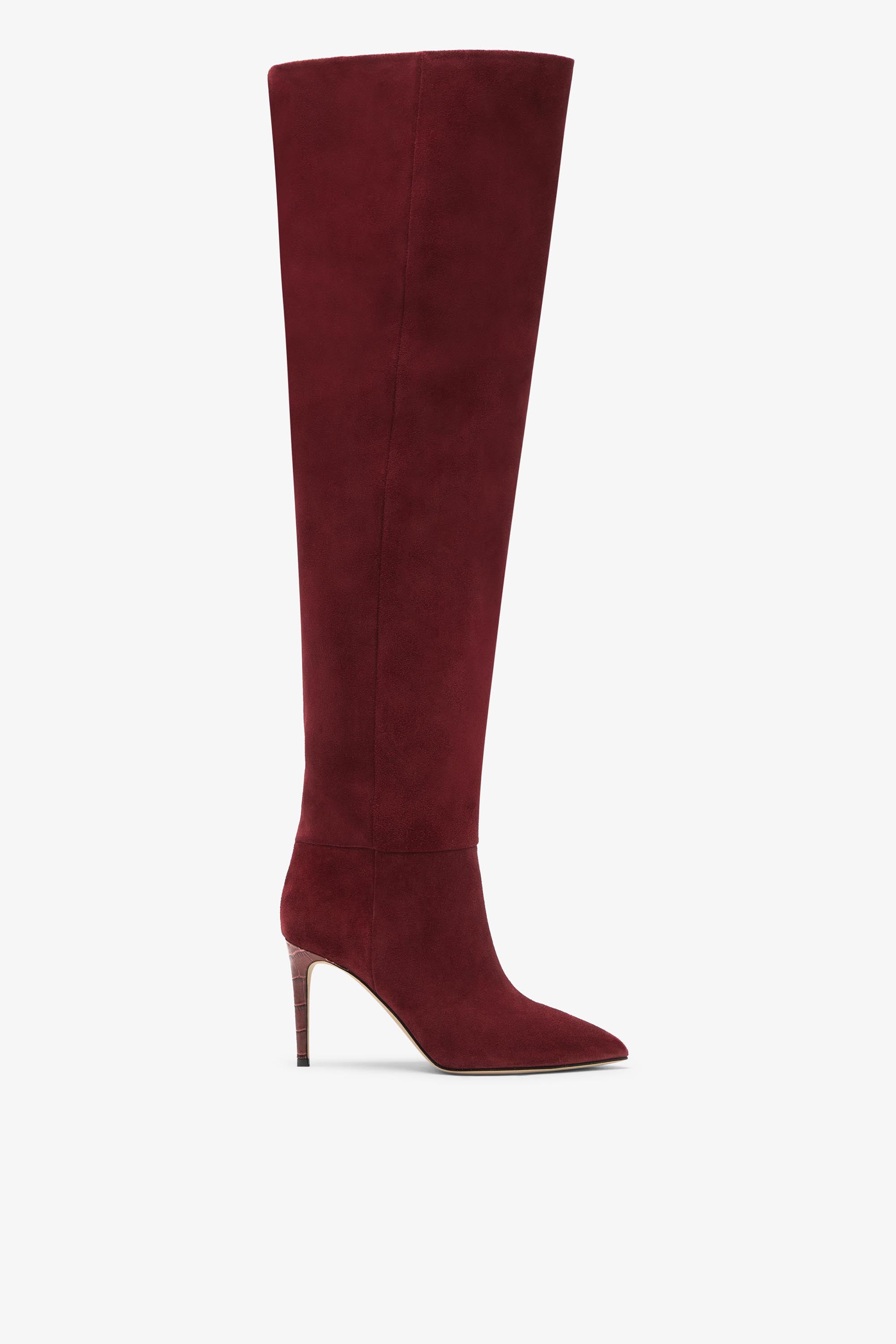 Maroon suede knee 2025 high boots