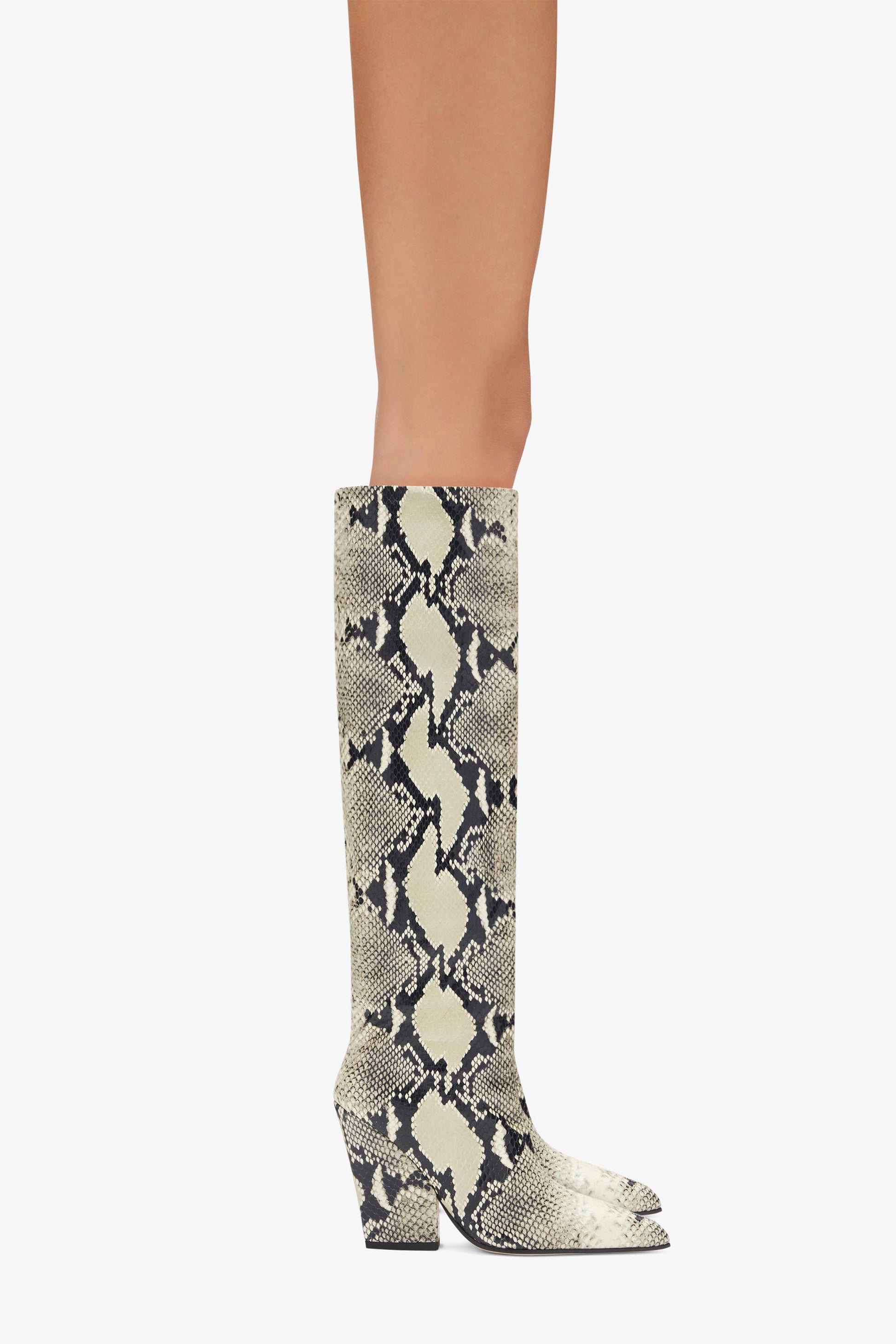 Printed phyton leather boots - Product worn