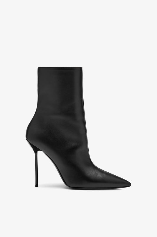 Black nappa leather stiletto ankle boots