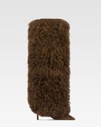 Stiefel aus Wildleder und braunem mongolischem Fell