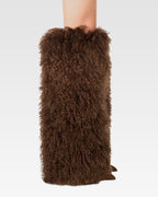 Stiefel aus Wildleder und braunem mongolischem Fell