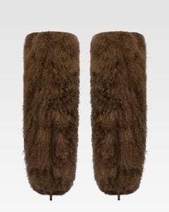 Stiefel aus Wildleder und braunem mongolischem Fell