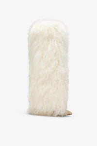 Stivale tacco a spillo in pelliccia furry bianca