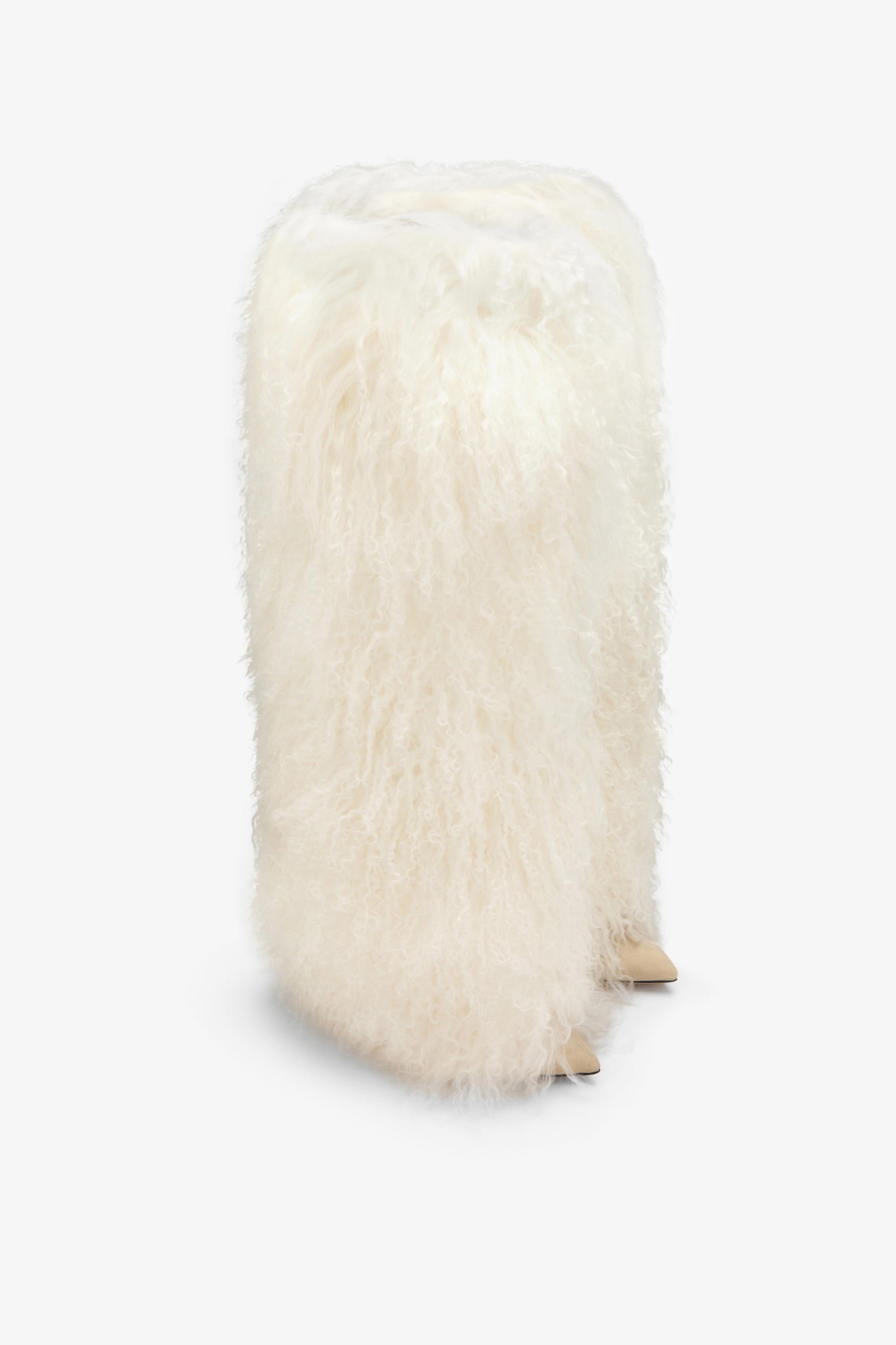 Stivale tacco a spillo in pelliccia furry bianca