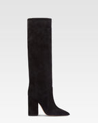 Kniehohe Stiefel aus weichem Wildleder in samtweichem Schwarz