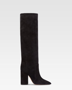 Kniehohe Stiefel aus weichem Wildleder in samtweichem Schwarz