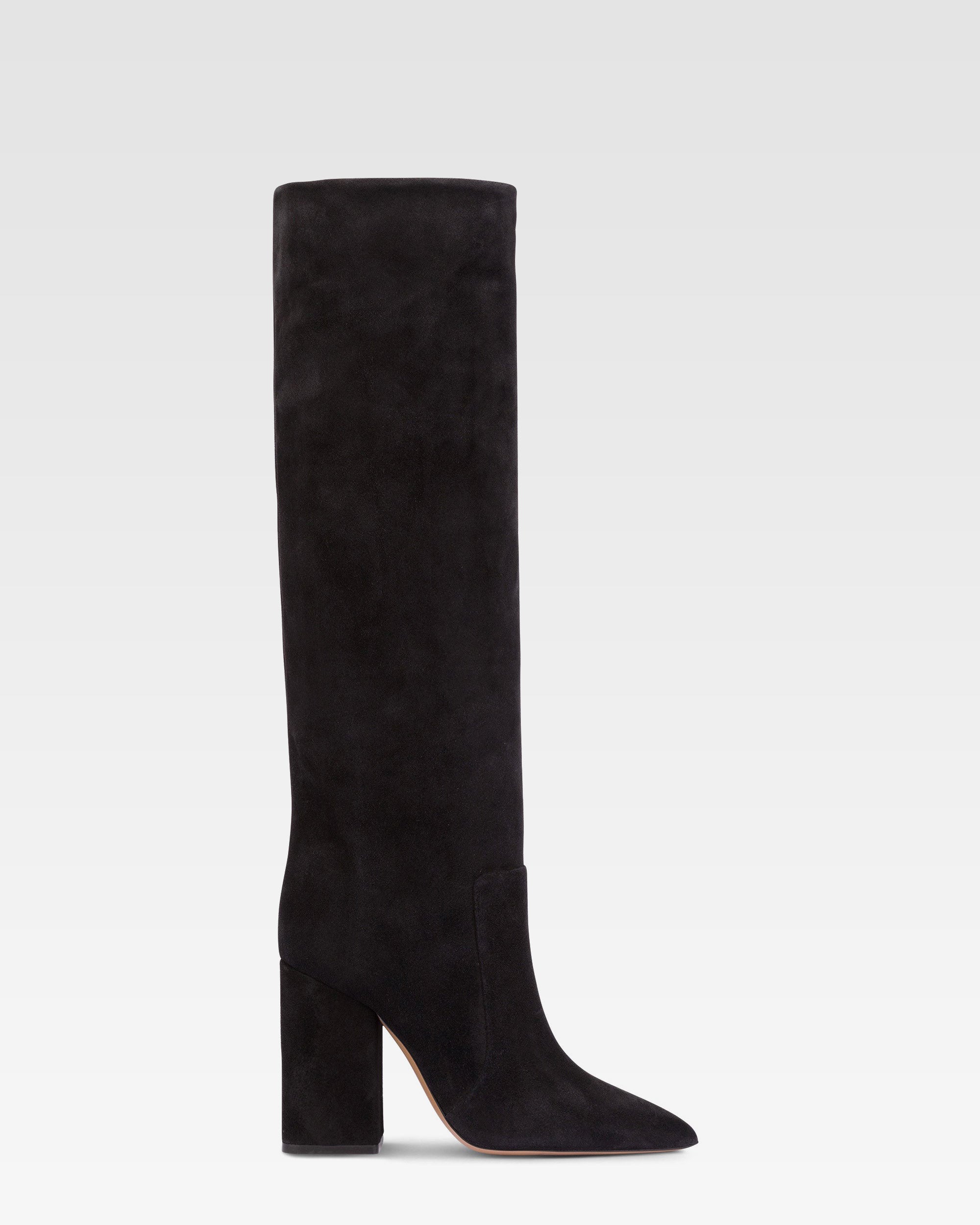 Kniehohe Stiefel aus weichem Wildleder in samtweichem Schwarz