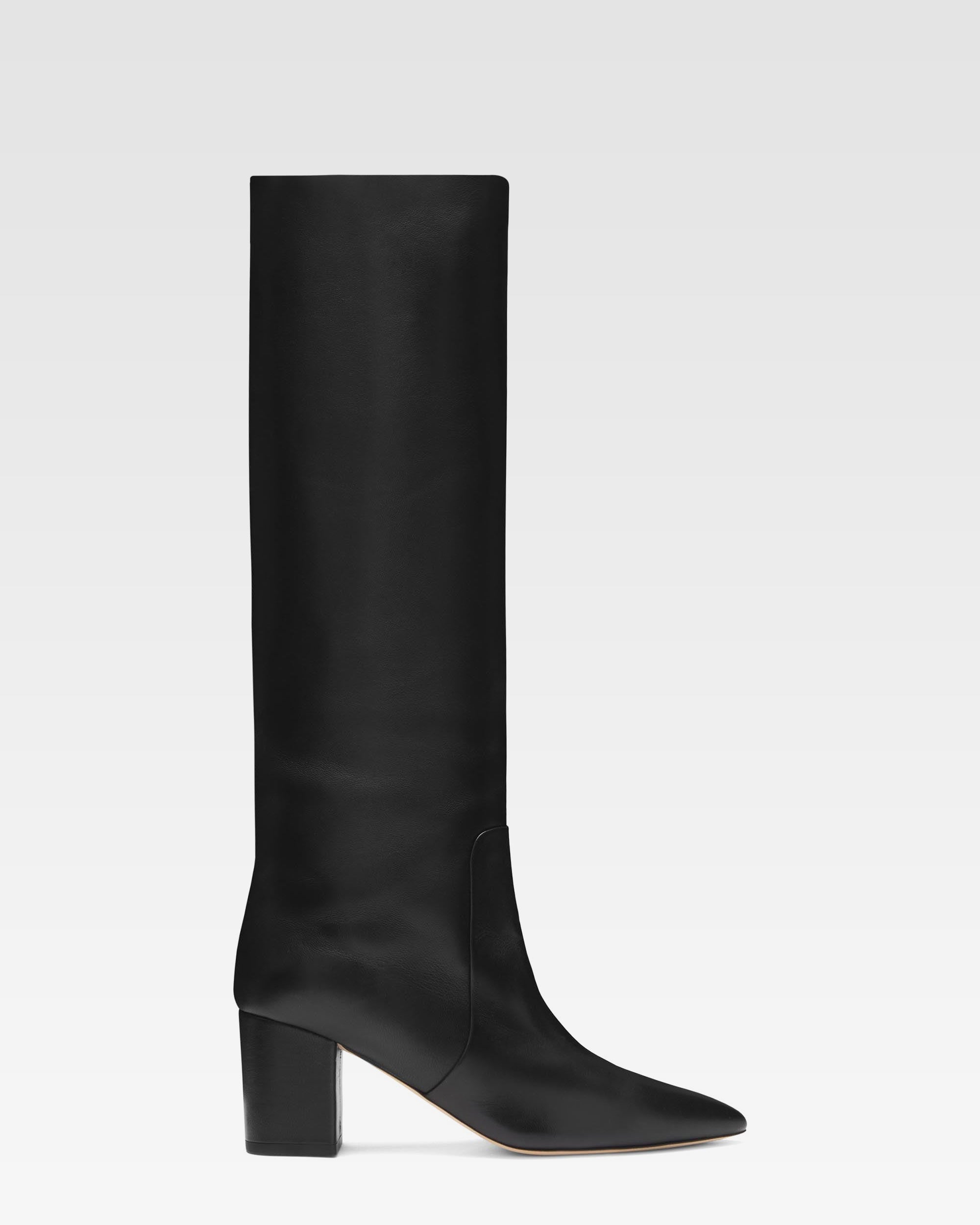Bottes `a talon 70 en cuir nappa noir