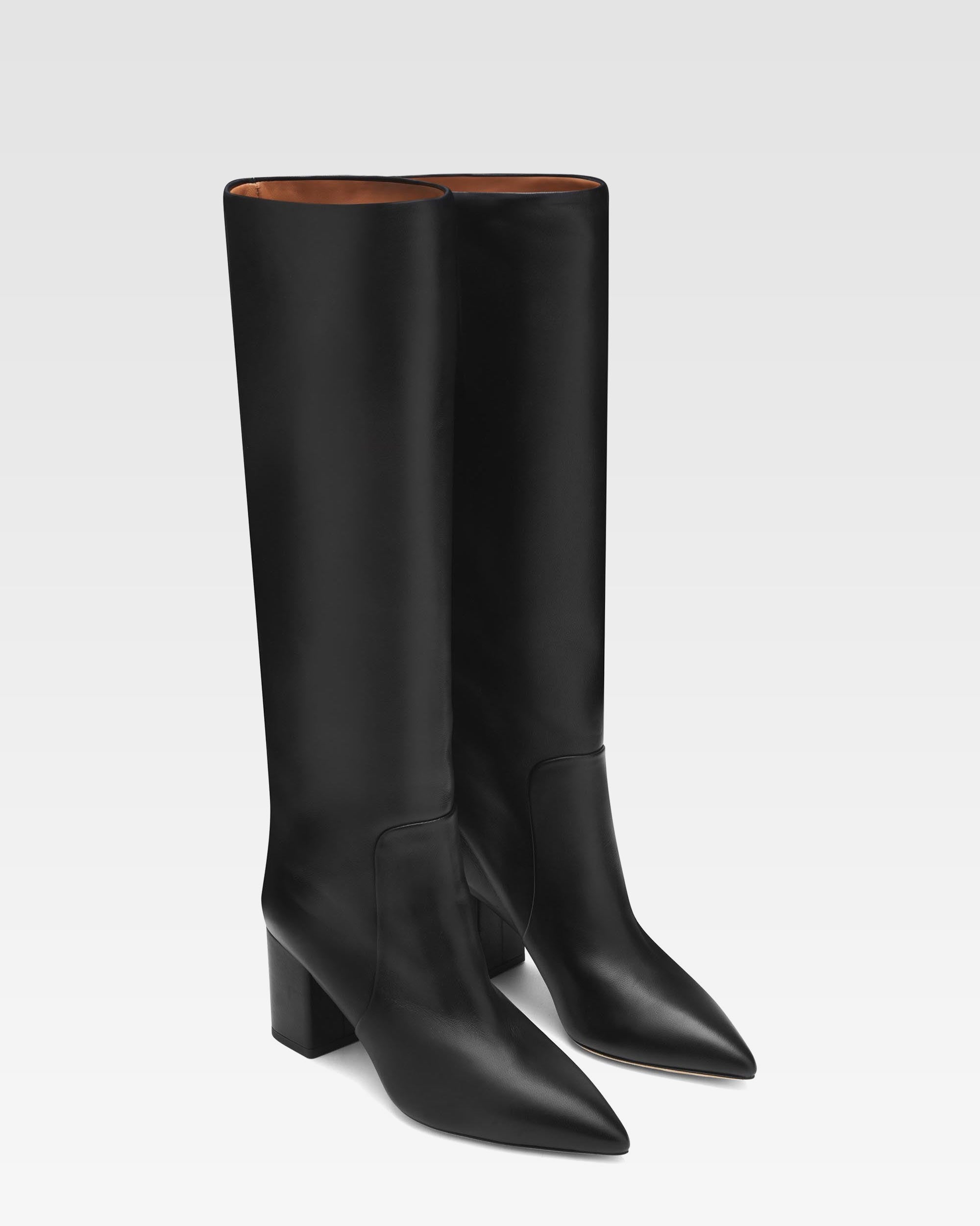 Bottes `a talon 70 en cuir nappa noir