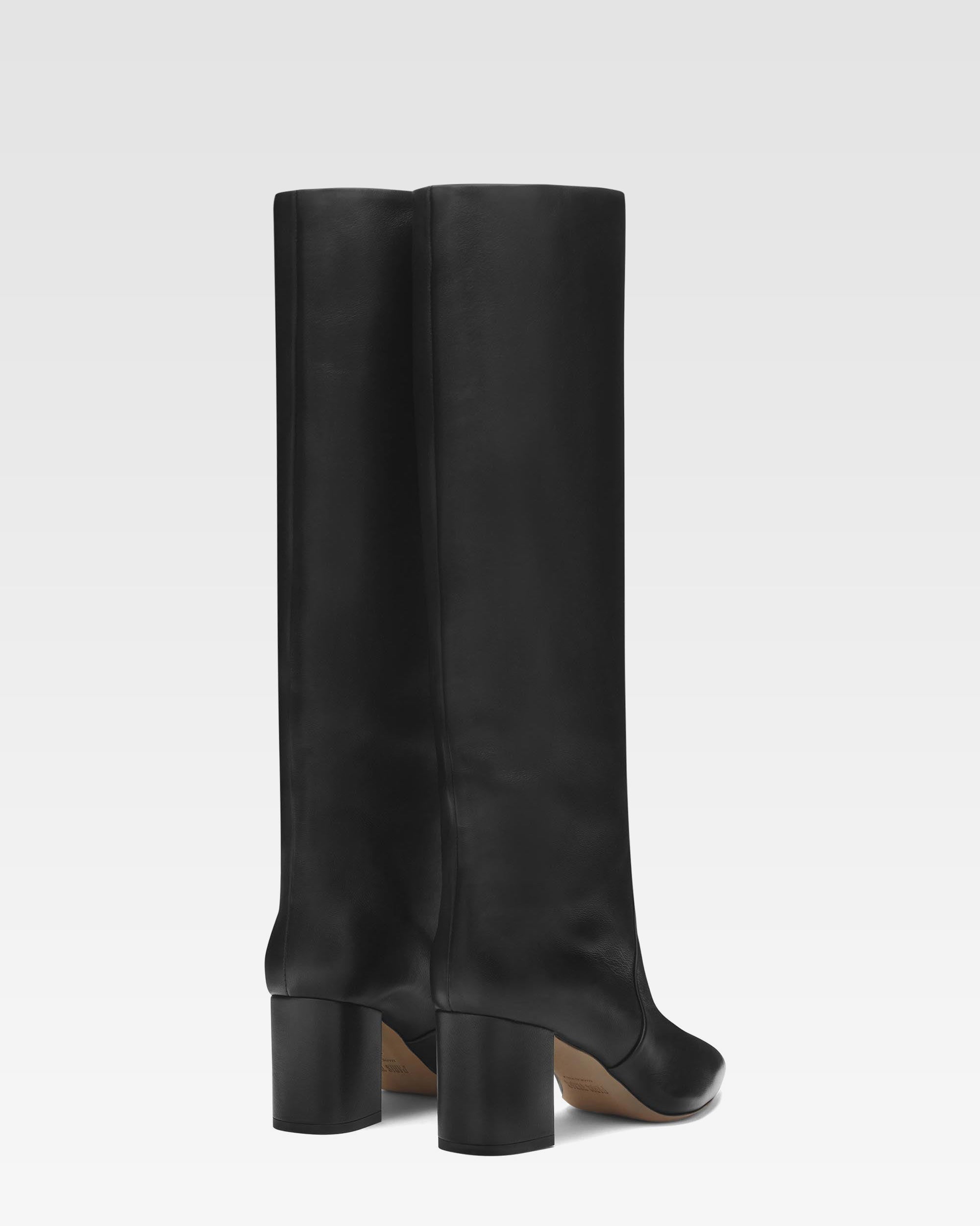 Bottes `a talon 70 en cuir nappa noir