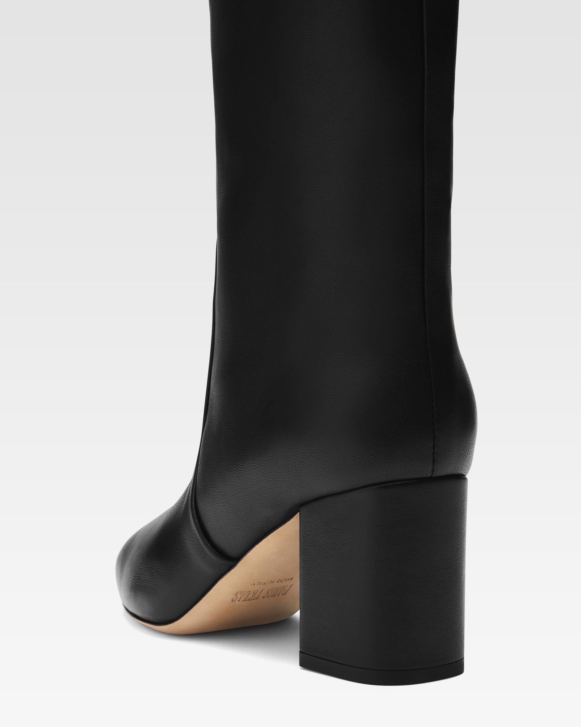 Bottes `a talon 70 en cuir nappa noir