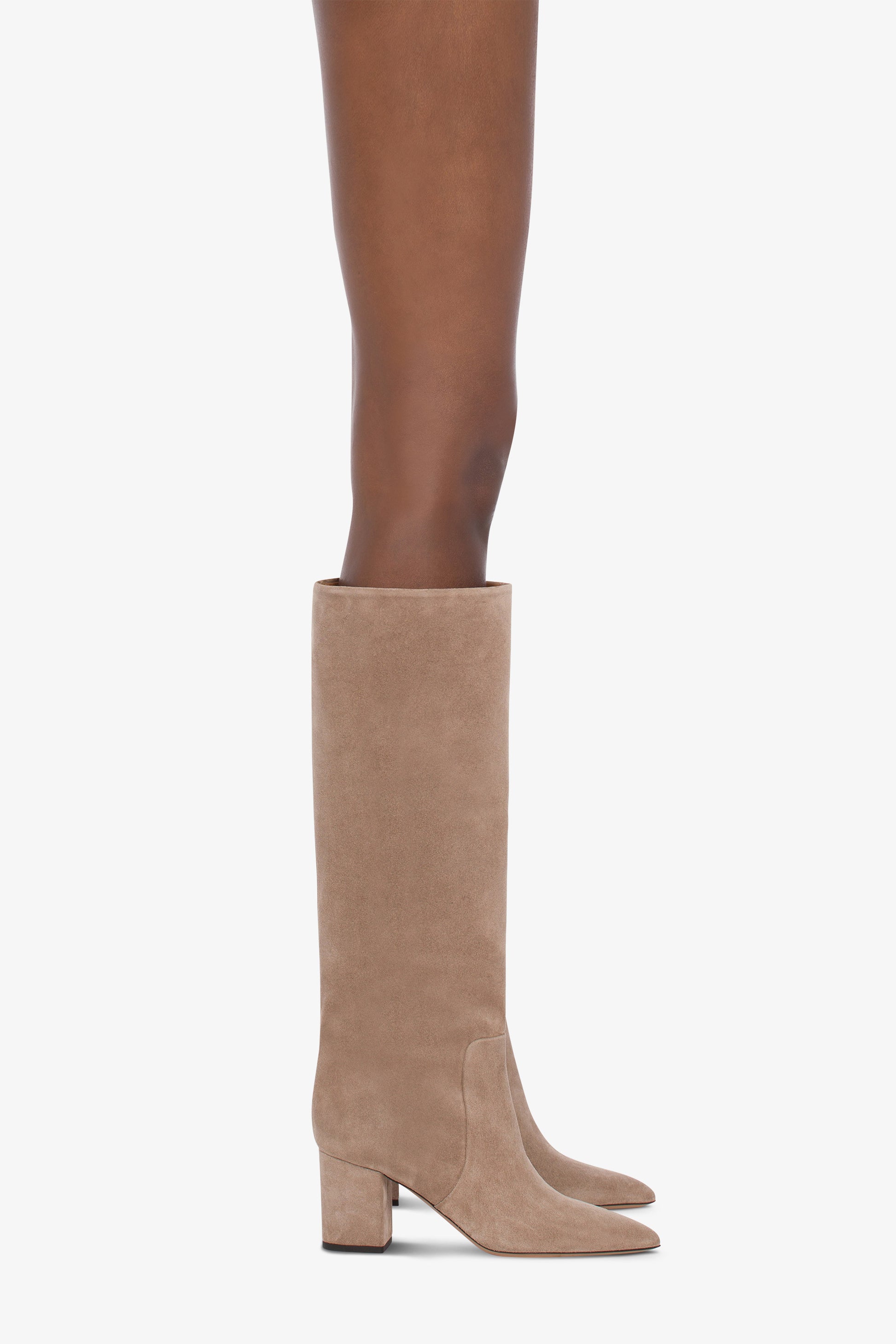 Knee-high boots in soft koala suede leather - Indossato