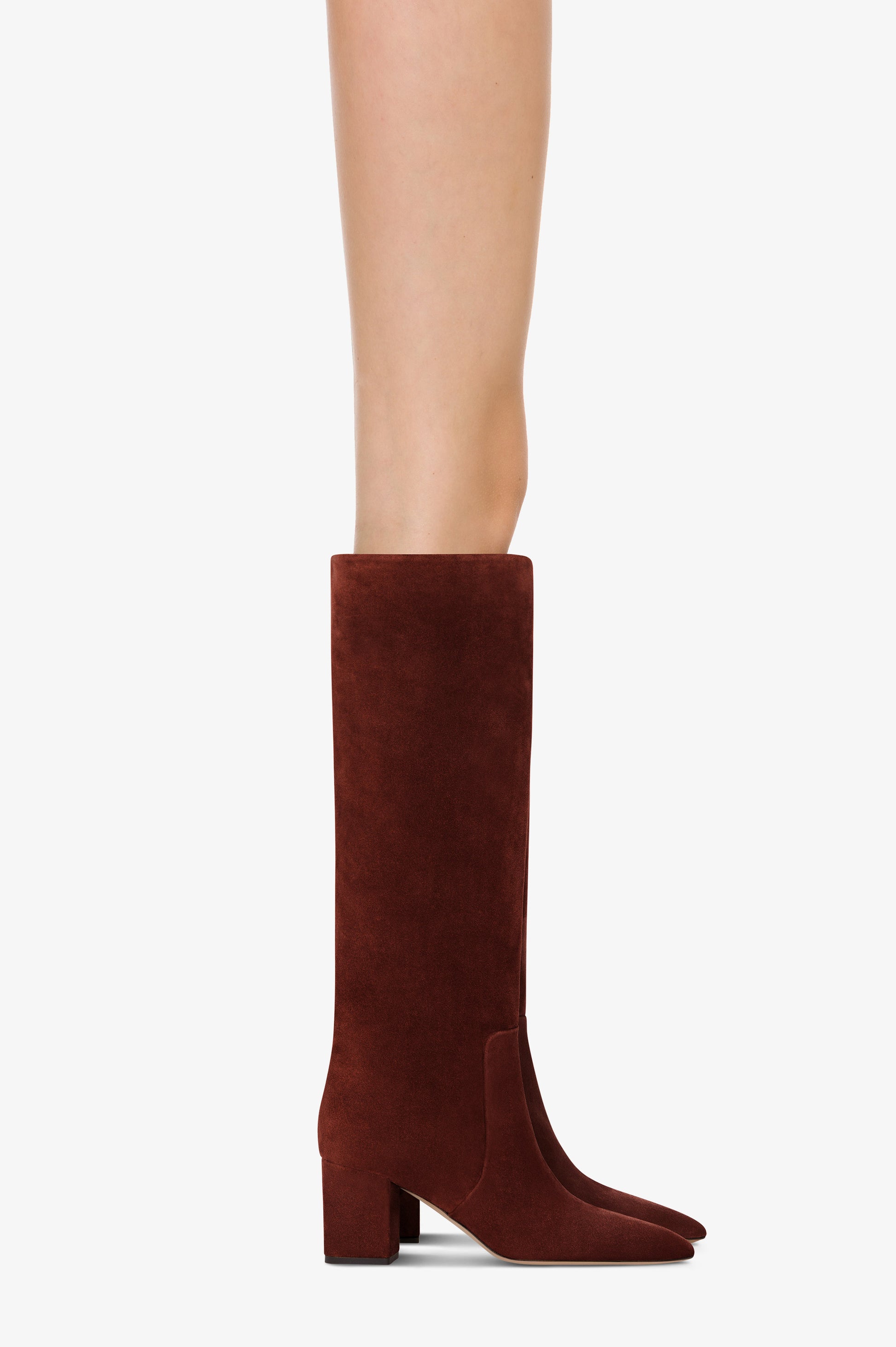 Bottes en cuir suede de veau acajou