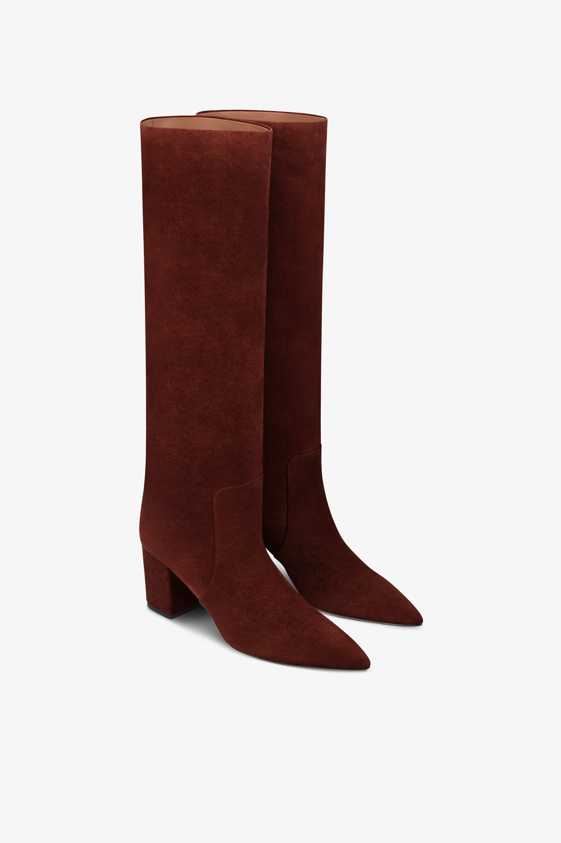 Bottes en cuir suede de veau acajou