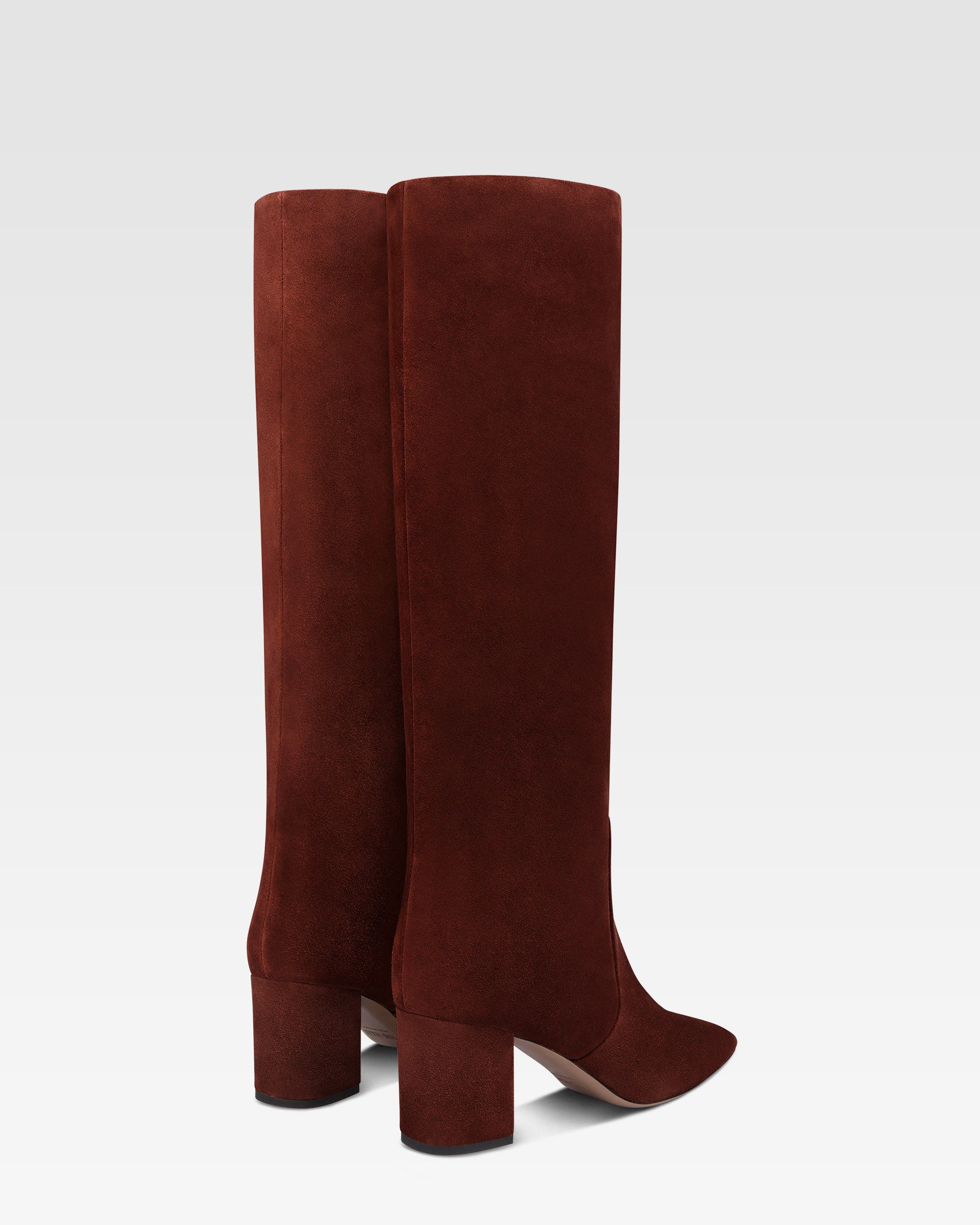 Bottes en cuir suede de veau acajou