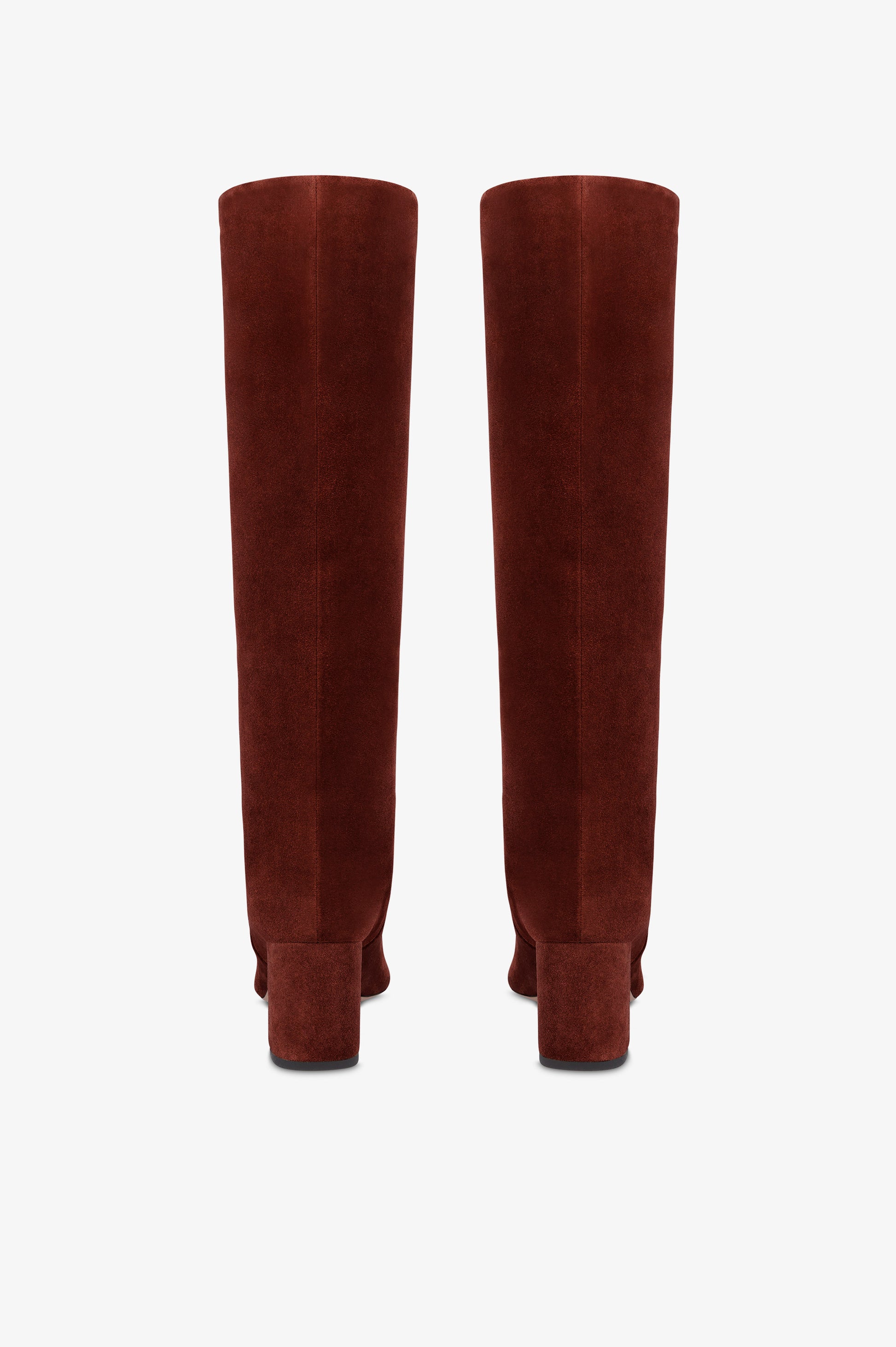 Bottes en cuir suede de veau acajou